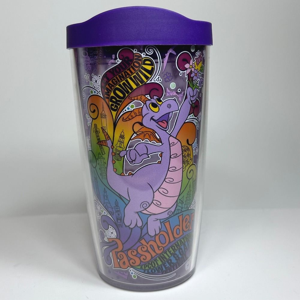Disney Epcot Figment Passholder Tervis Tumbler 2019‎ Flower Garden WDW 16oz